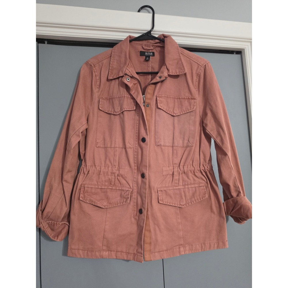 a.n.a Utility Jacket Womens Medium Rose Pink Excellent Cinched Waist Field Coat
